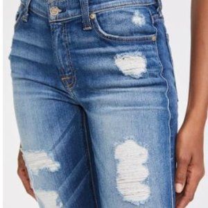 7 For All Mankind ANKLE SKINNY WITH DESTROY IN DISTRESSED LIGHT